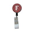 Carolines Treasures Letter F Football Cardinal and White Retractable Badge Reel CJ1082-FBR